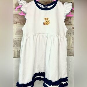 Magnolia Baby Girls Pima Cotton Flutters Dress 12M White Navy Tiger Football